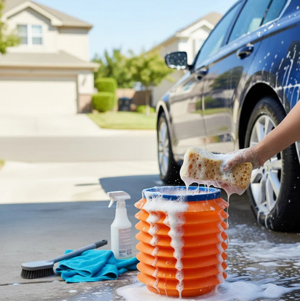 0237r  Foldable Storage Bucket  Water Container  Dustbin Multiuse Bucket For Home  Car  Kitchen Use Bucket