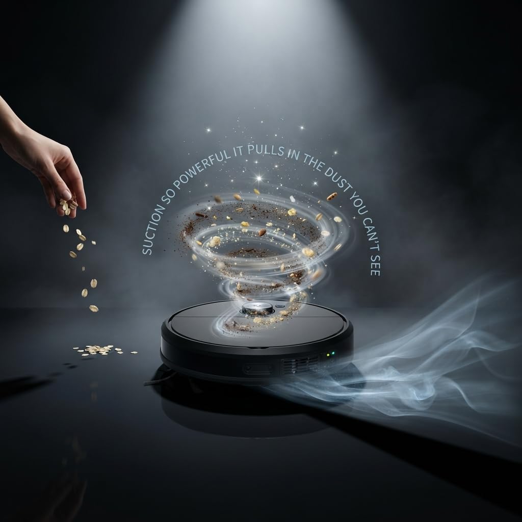 ( 𝐃𝐫𝐮𝐦𝐬𝐭𝐨𝐧𝐞 𝟏+𝟏 𝐘𝐞𝐚𝐫𝐬 𝐖𝐚𝐫𝐫𝐚𝐧𝐭𝐲 ) Robot Vacuum Cleaner with Smart Navigation Automatic Floor Cleaning Wet Dry Self Charging Low Noise Slim Design Pet Hair Cleaner for Home