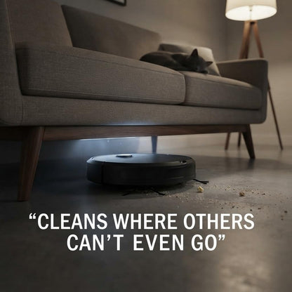 ( 𝐃𝐫𝐮𝐦𝐬𝐭𝐨𝐧𝐞 𝟏+𝟏 𝐘𝐞𝐚𝐫𝐬 𝐖𝐚𝐫𝐫𝐚𝐧𝐭𝐲 ) Robot Vacuum Cleaner with Smart Navigation Automatic Floor Cleaning Wet Dry Self Charging Low Noise Slim Design Pet Hair Cleaner for Home