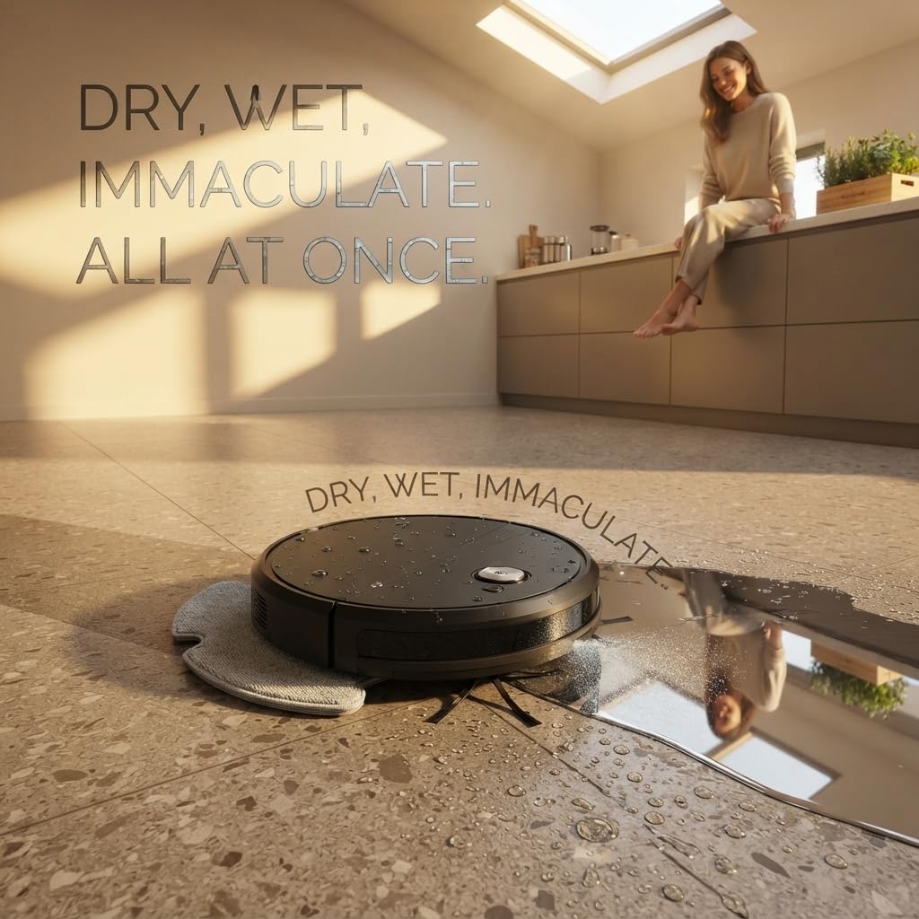 ( 𝐃𝐫𝐮𝐦𝐬𝐭𝐨𝐧𝐞 𝟏+𝟏 𝐘𝐞𝐚𝐫𝐬 𝐖𝐚𝐫𝐫𝐚𝐧𝐭𝐲 ) Robot Vacuum Cleaner with Smart Navigation Automatic Floor Cleaning Wet Dry Self Charging Low Noise Slim Design Pet Hair Cleaner for Home