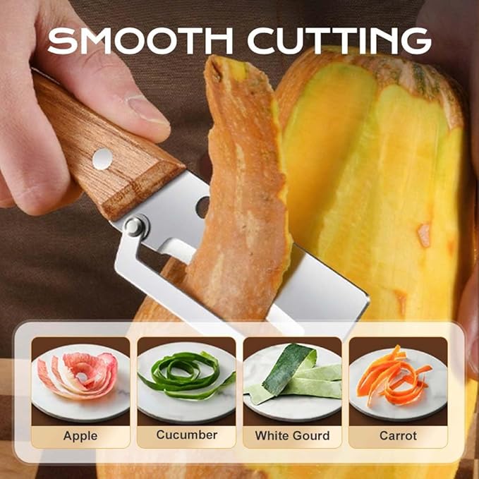Desi PeelPro™ – 2-in-1 Stainless Steel Vegetable Peeler with Wooden Grip & Bottle Opener