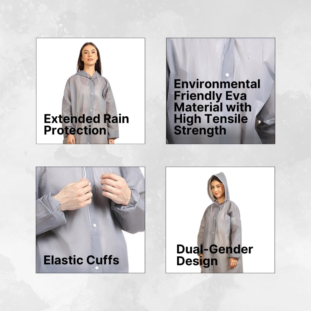 Citizen Eco-Friendly EVA Poncho Raincoat for Men & Women, Lightweight Waterproof Coat with Hood, Adjustable Drawstring, Button Closure Outdoor Rainwear