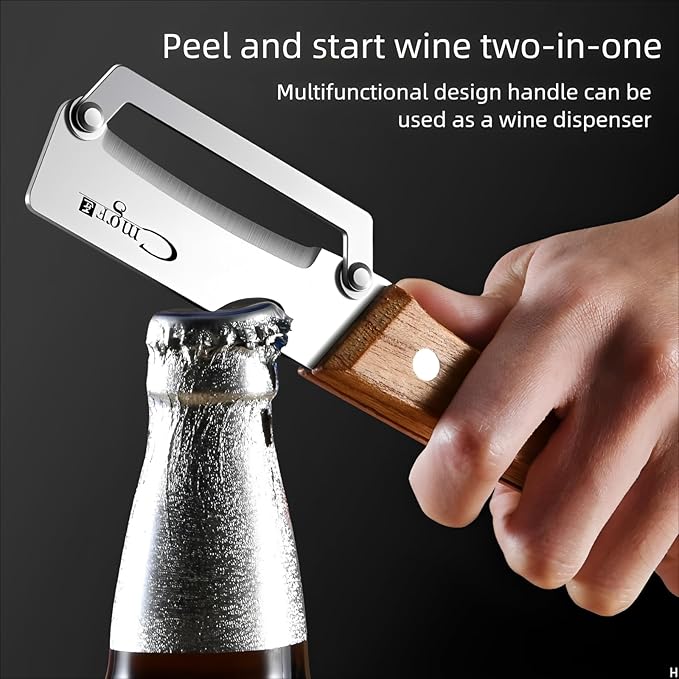 Desi PeelPro™ – 2-in-1 Stainless Steel Vegetable Peeler with Wooden Grip & Bottle Opener