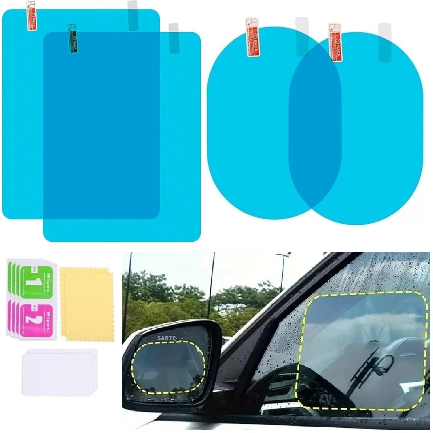 Car Anti Fog Film Car Rearview Mirror Films Anti-Rain Fog Waterproof Anti-Glare