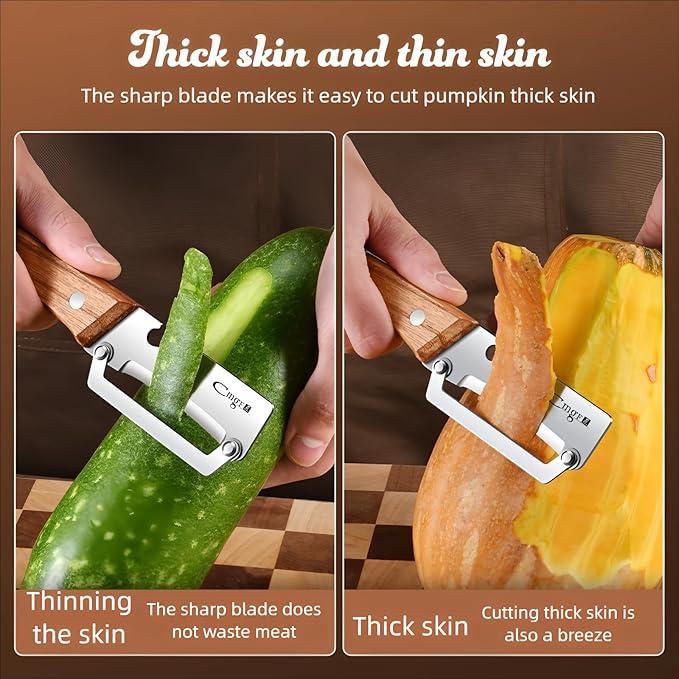 Desi PeelPro™ – 2-in-1 Stainless Steel Vegetable Peeler with Wooden Grip & Bottle Opener
