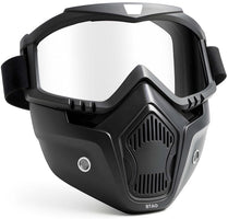 Motorcycle Face Mask with Detachable HD Goggles (Rain & Wind Protection )