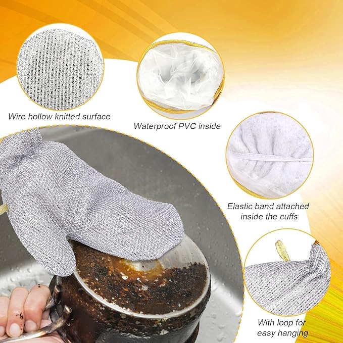 Desi ScrubGlove™ – Wire Dishwashing & Kitchen Cleaning Gloves (Pack of 2)