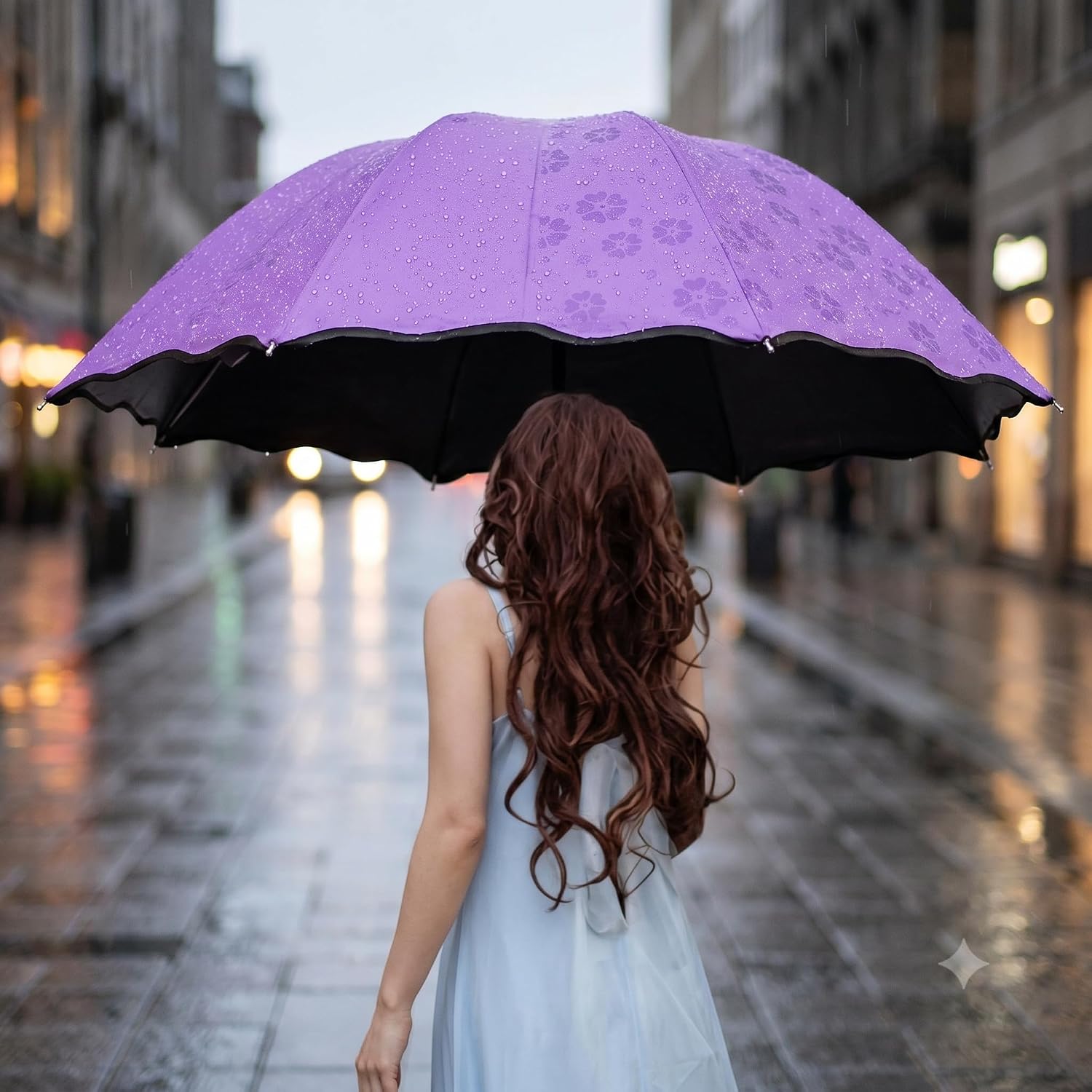 Magic Flower Pattern Travel Umbrella | Reveals Floral Design When Wet, Compact Folding Sun & Rain, UV Protection Black Coating, Windproof Frame