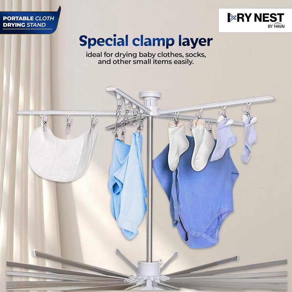 Octopus Foldable Rotating Cloth Drying Rack | 360° Multi-Layer Laundry Stand