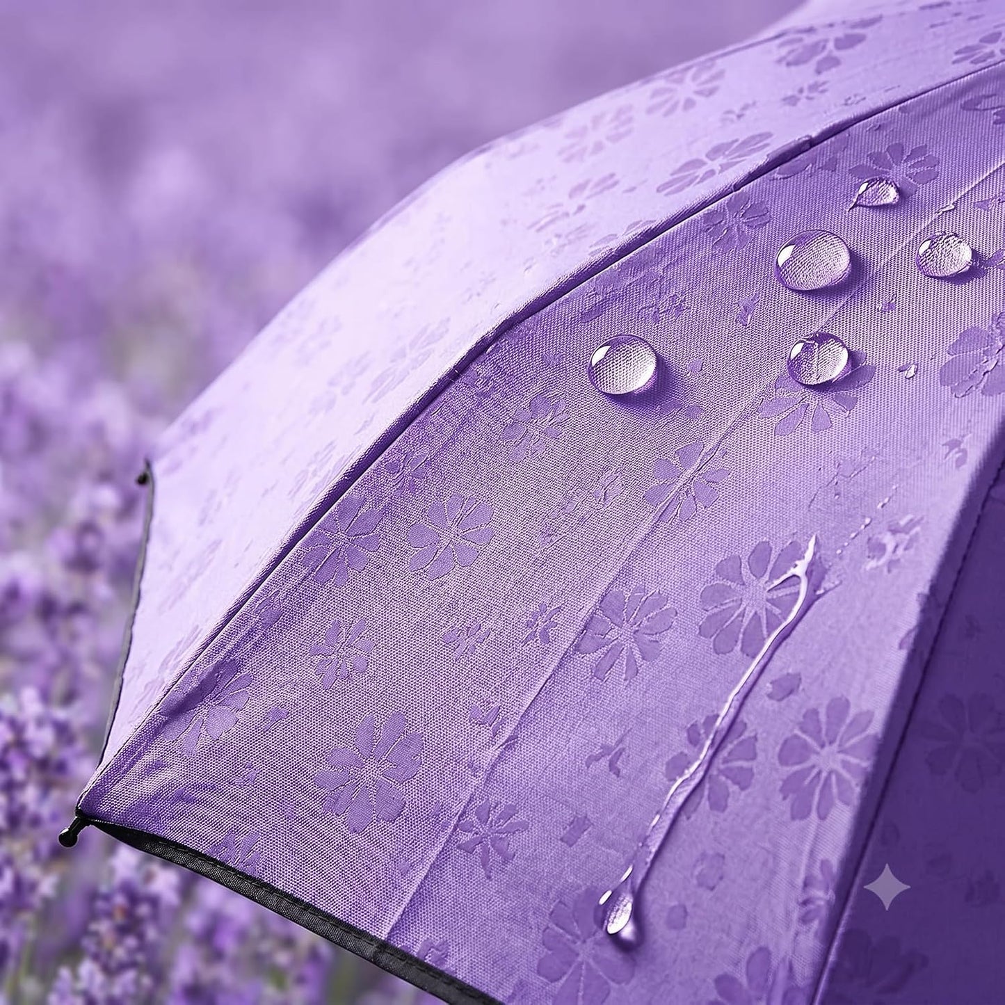Magic Flower Pattern Travel Umbrella | Reveals Floral Design When Wet, Compact Folding Sun & Rain, UV Protection Black Coating, Windproof Frame