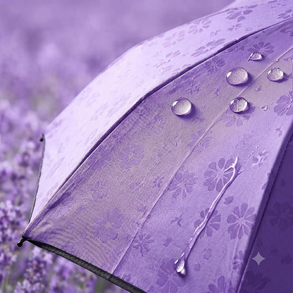 Magic Flower Pattern Travel Umbrella | Reveals Floral Design When Wet, Compact Folding Sun & Rain, UV Protection Black Coating, Windproof Frame