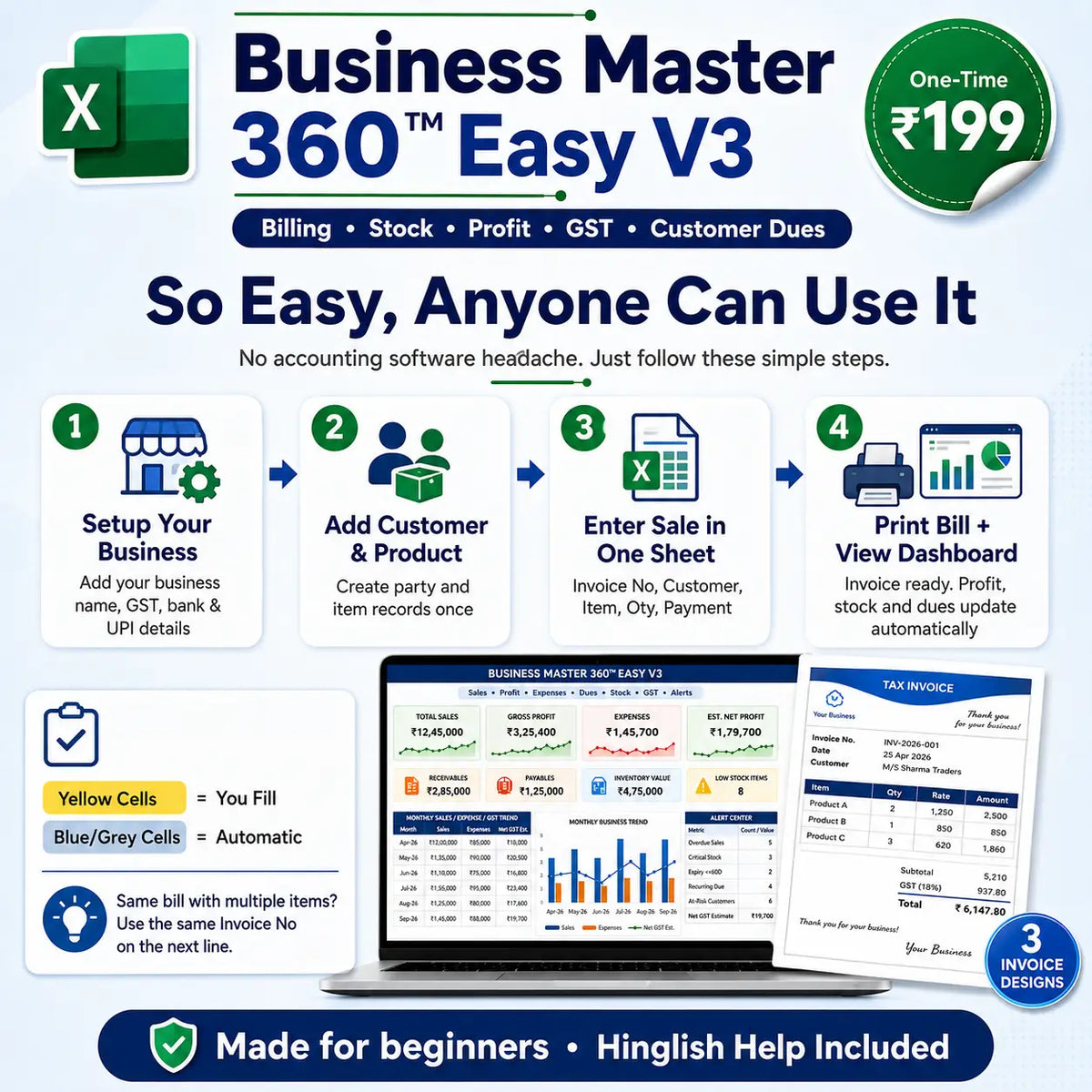 Business Master 360™ Easy V3 – Complete Business Excel System