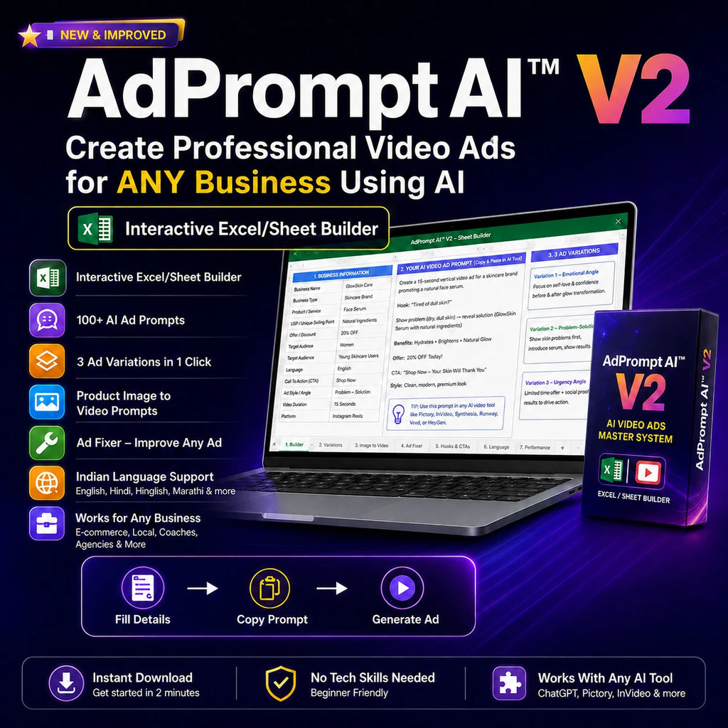 🥇 AI Viral Video Prompt Vault™- Create Professional Video Ads for ANY Business Using AI