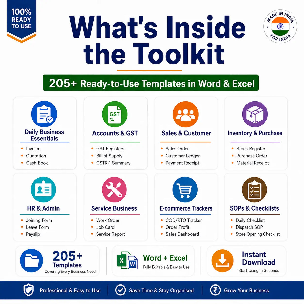 Indian Small Business Toolkit V2 – 205+ Ready-to-Use Word & Excel Business Templates