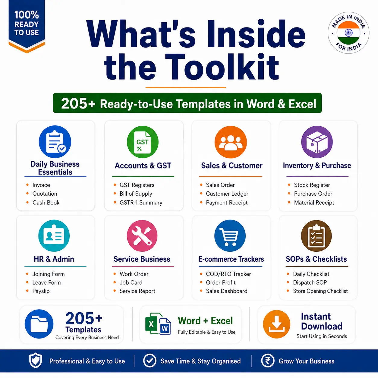 Indian Small Business Toolkit V2 – 205+ Ready-to-Use Word & Excel Business Templates