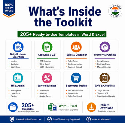 Indian Small Business Toolkit V2 – 205+ Ready-to-Use Word & Excel Business Templates