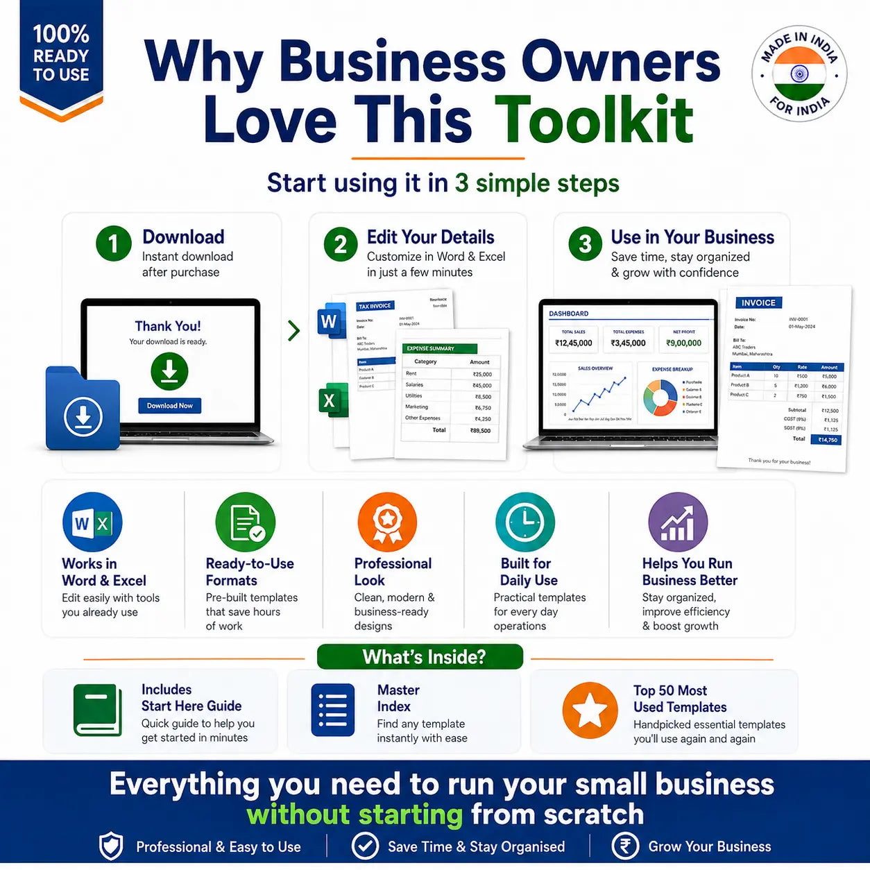 Indian Small Business Toolkit V2 – 205+ Ready-to-Use Word & Excel Business Templates