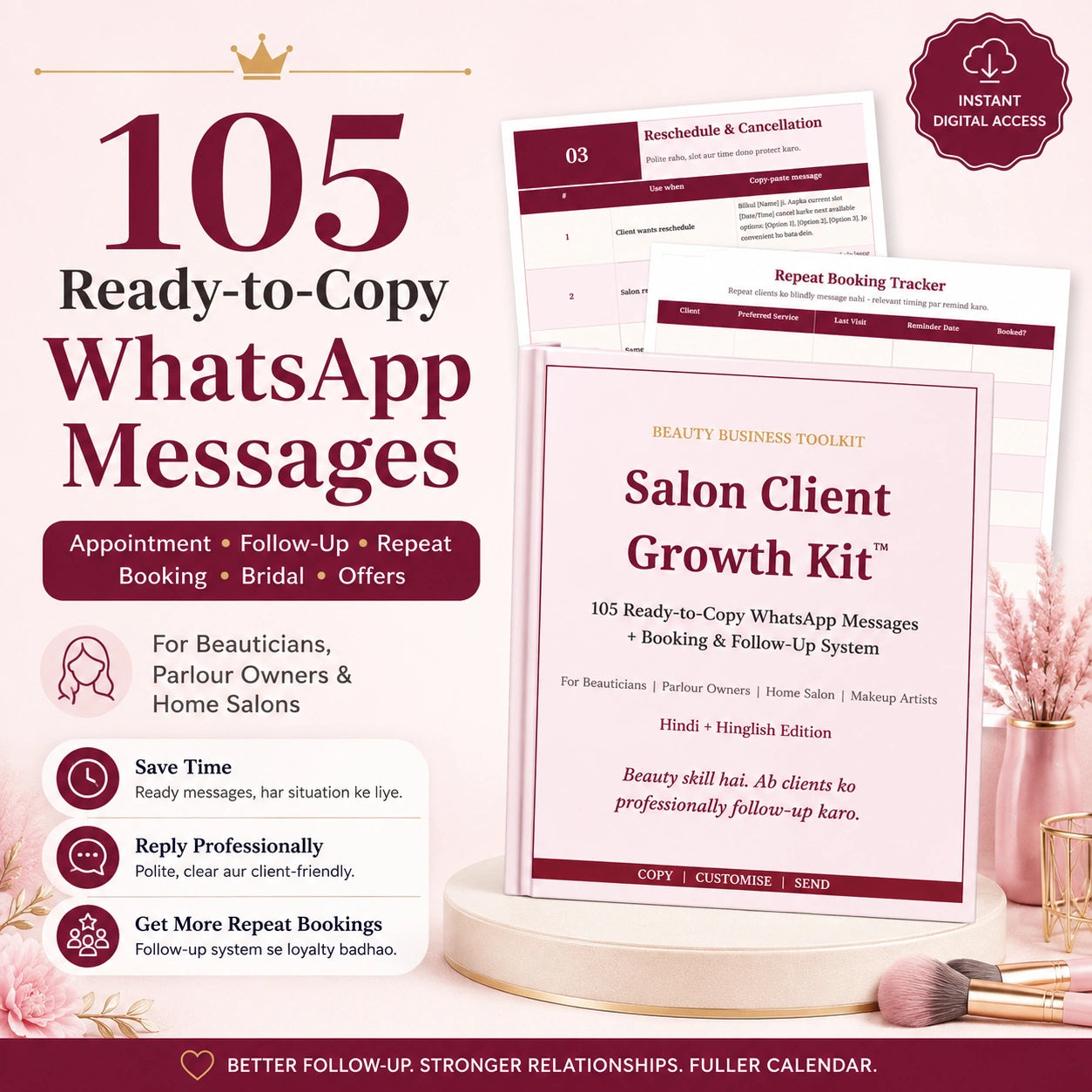 Salon Client Growth Kit™ | 105 Ready-to-Copy WhatsApp Messages + Follow-Up System
