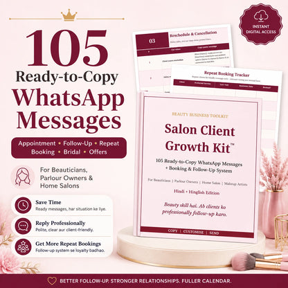 Salon Client Growth Kit™ | 105 Ready-to-Copy WhatsApp Messages + Follow-Up System