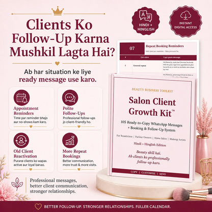 Salon Client Growth Kit™ | 105 Ready-to-Copy WhatsApp Messages + Follow-Up System