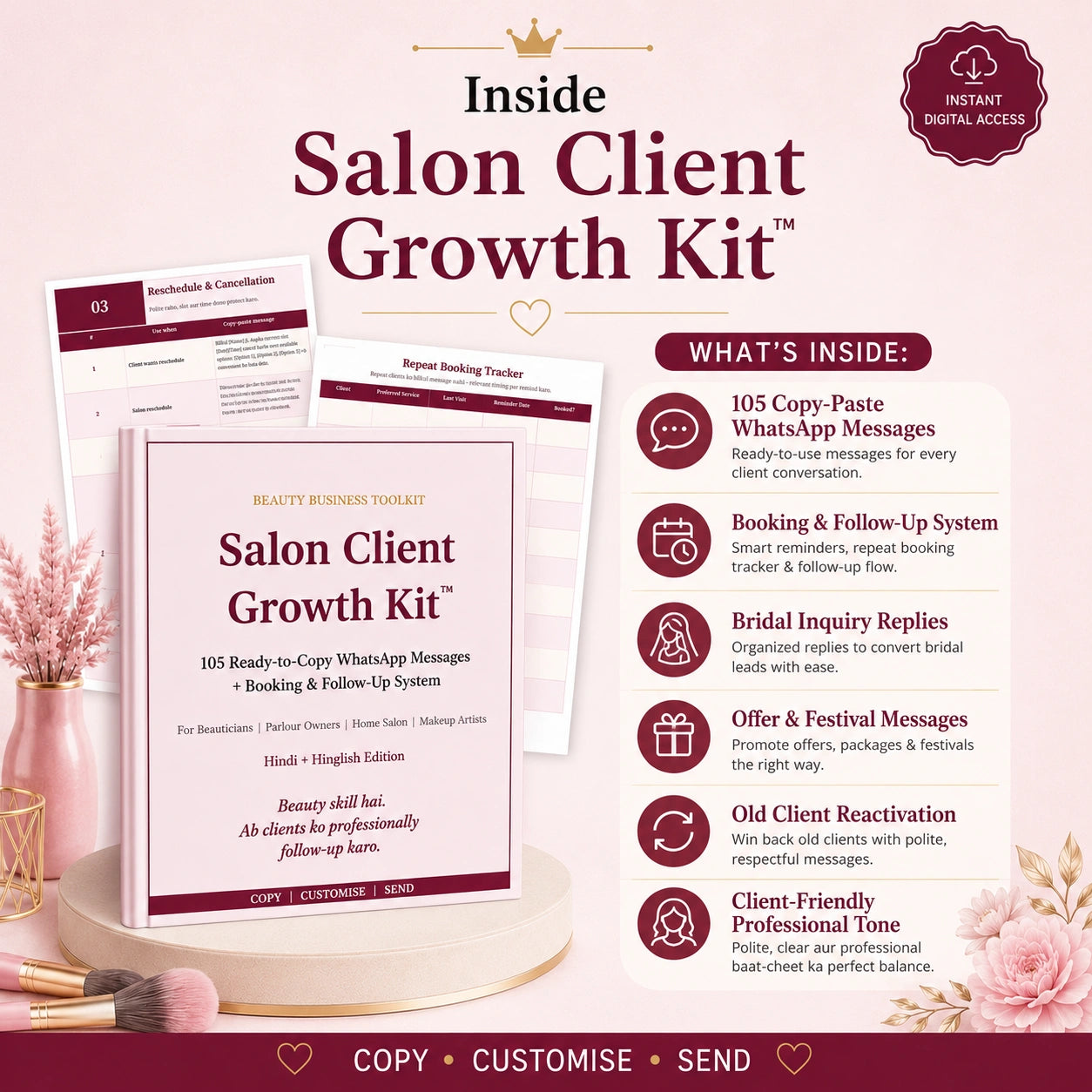 Salon Client Growth Kit™ | 105 Ready-to-Copy WhatsApp Messages + Follow-Up System