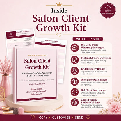 Salon Client Growth Kit™ | 105 Ready-to-Copy WhatsApp Messages + Follow-Up System