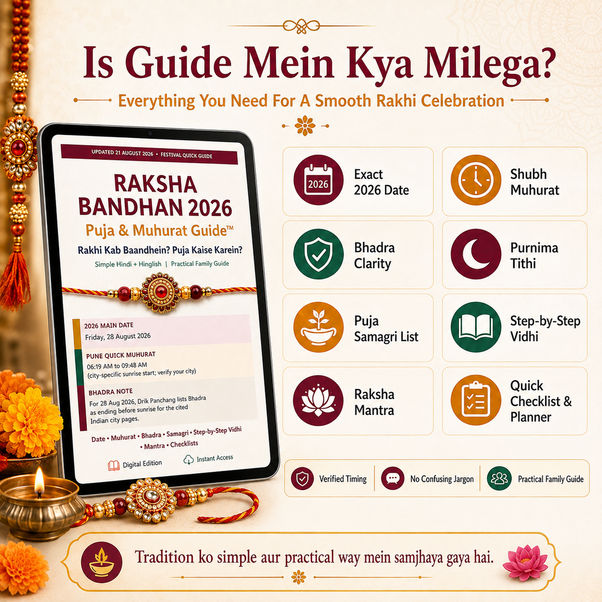 Raksha Bandhan 2026 Puja & Muhurat Guide™ | Rakhi Kab Baandhein? Puja Kaise Karein?