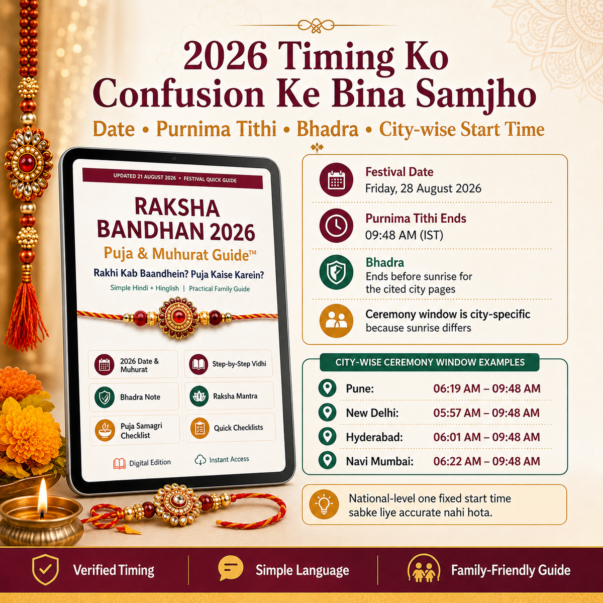 Raksha Bandhan 2026 Puja & Muhurat Guide™ | Rakhi Kab Baandhein? Puja Kaise Karein?
