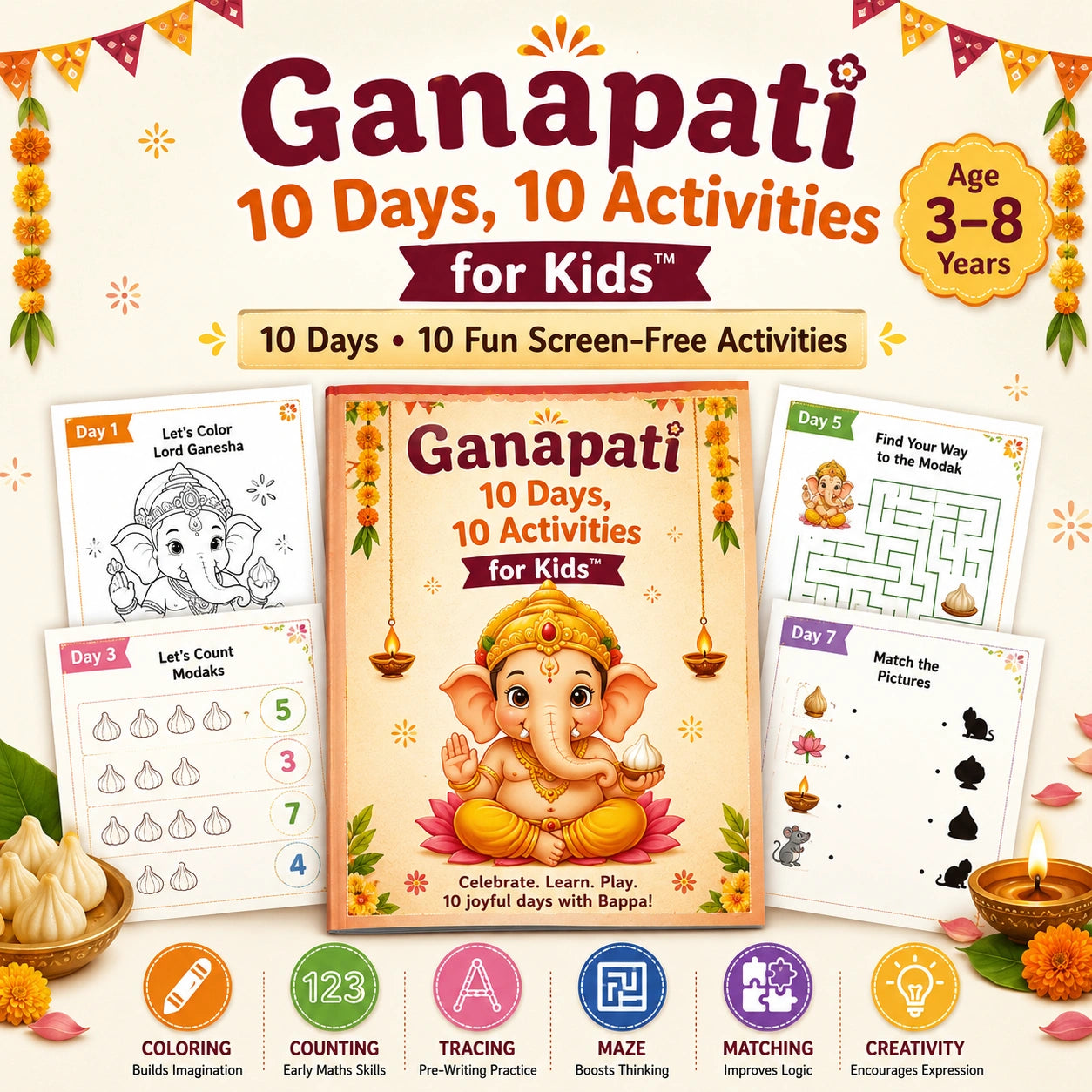 Ganapati 10 Days, 10 Activities for Kids™ Age 3–8 Years