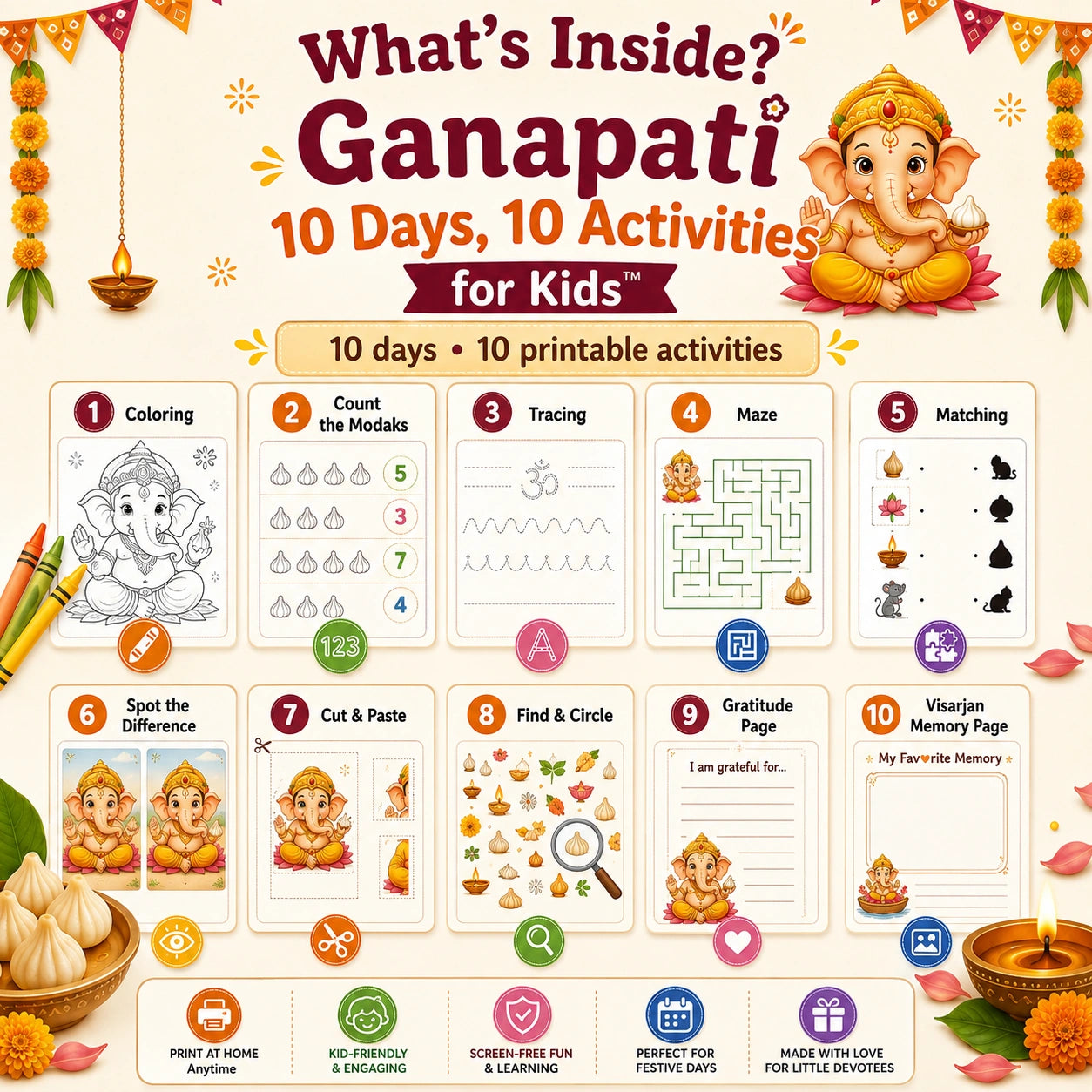 Ganapati 10 Days, 10 Activities for Kids™ Age 3–8 Years