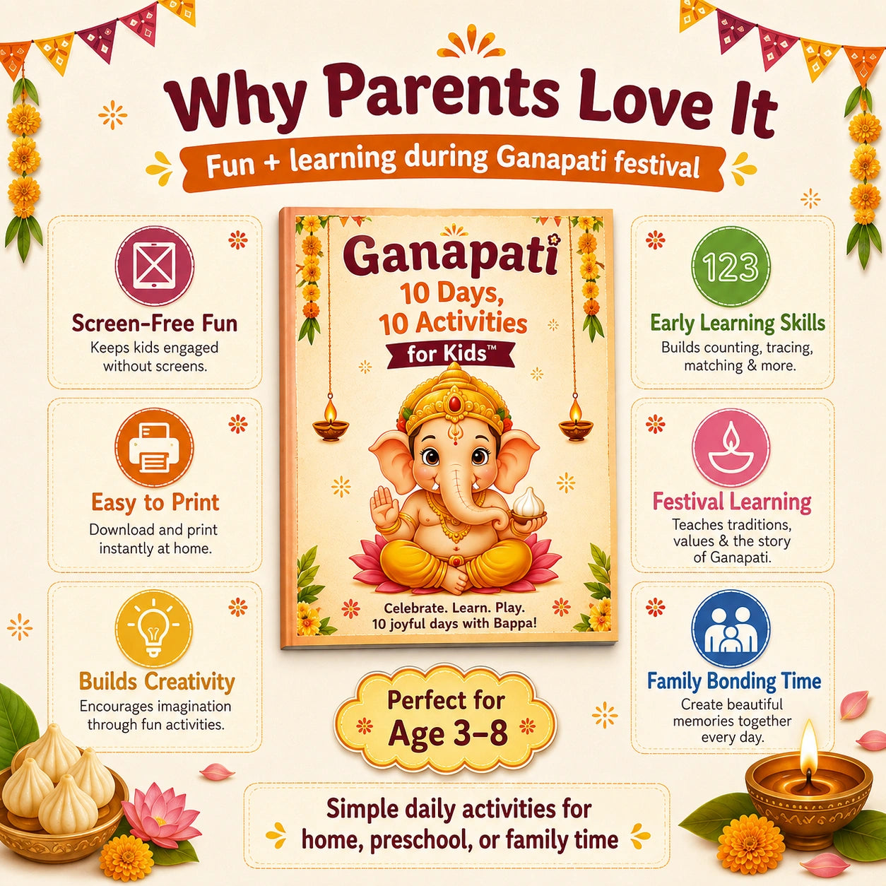 Ganapati 10 Days, 10 Activities for Kids™ Age 3–8 Years