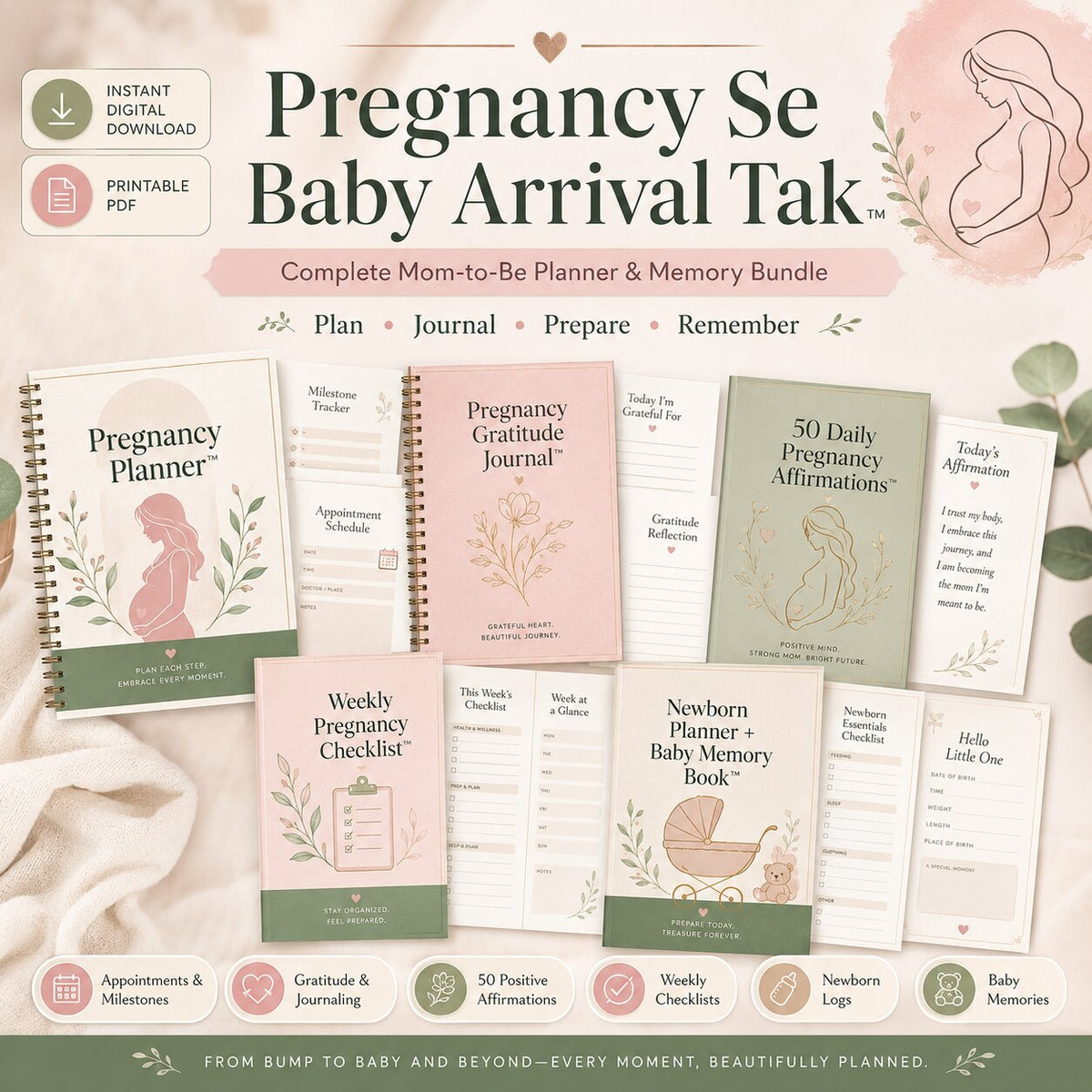 Pregnancy Se Baby Arrival Tak™ | Complete Mom-to-Be Planner & Journal