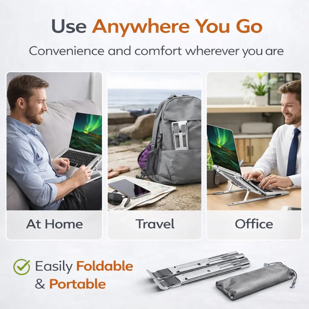 Foldable Adjustable Height Laptop Stand for All Laptops and Tablets