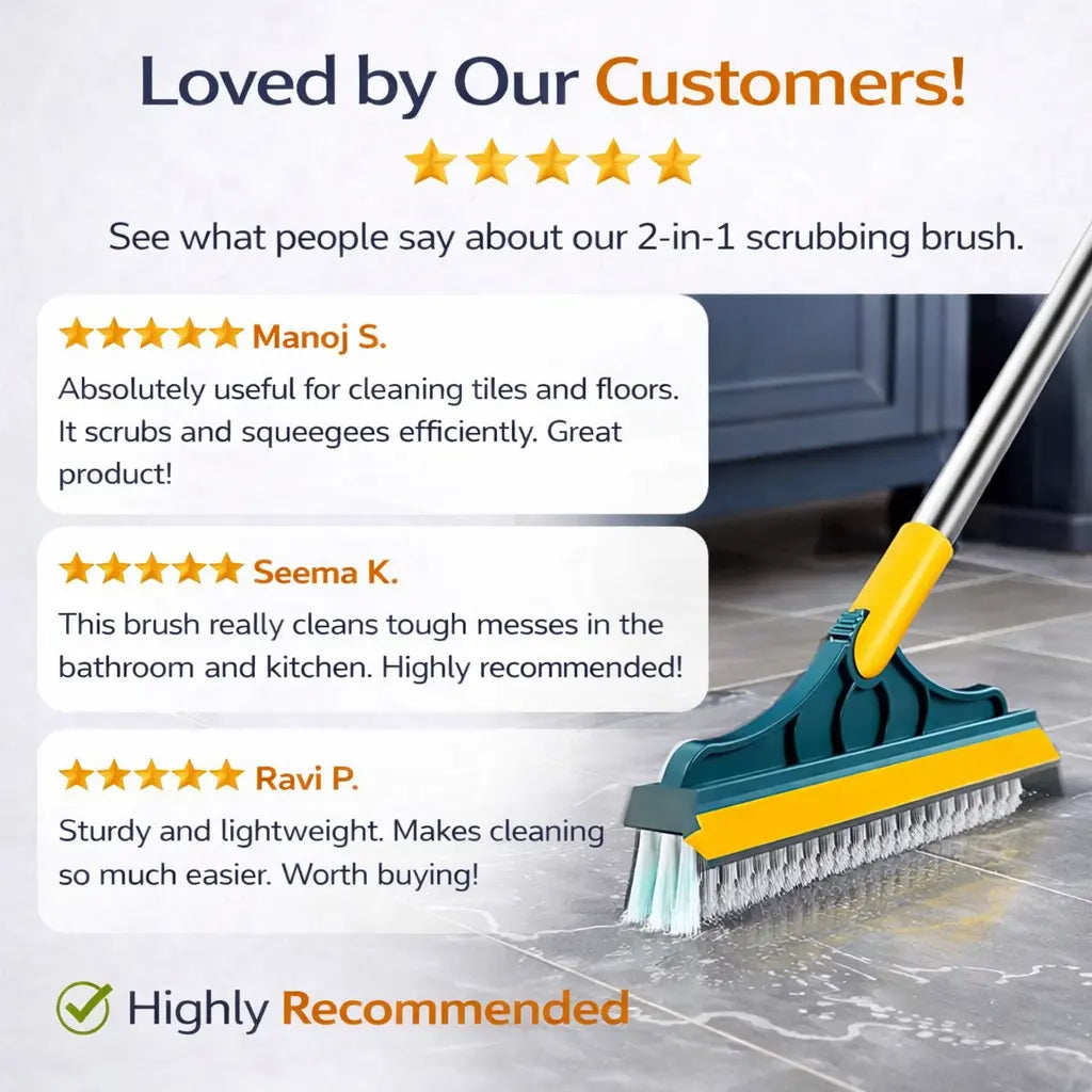 Desi FlexiScrub™ 2-in-1 Bathroom & Floor Cleaning Brush with Squeegee