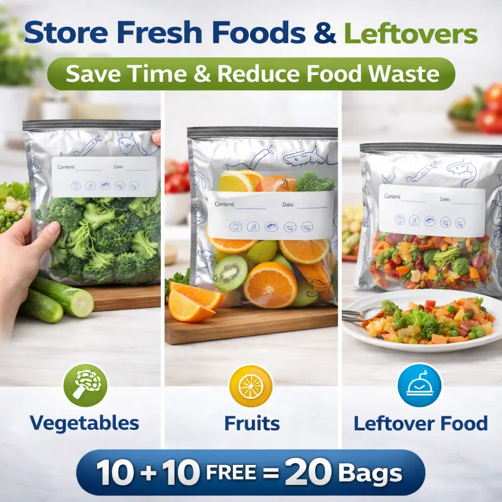 FreshLock™ Reusable Aluminum Food Storage Bags – 20 Bags Combo (10 + 10 FREE)