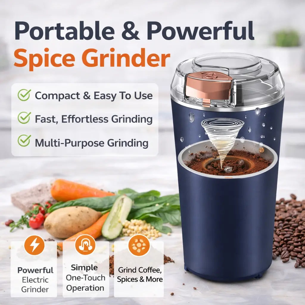 SwiftGrind™ Portable Electric Spice & Coffee Grinder – One-Touch Powerful Grinding for Kitchen & Travel
