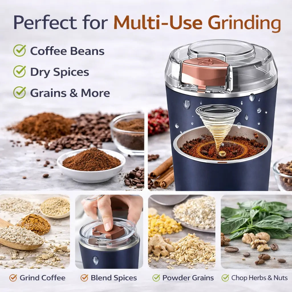 SwiftGrind™ Portable Electric Spice & Coffee Grinder – One-Touch Powerful Grinding for Kitchen & Travel