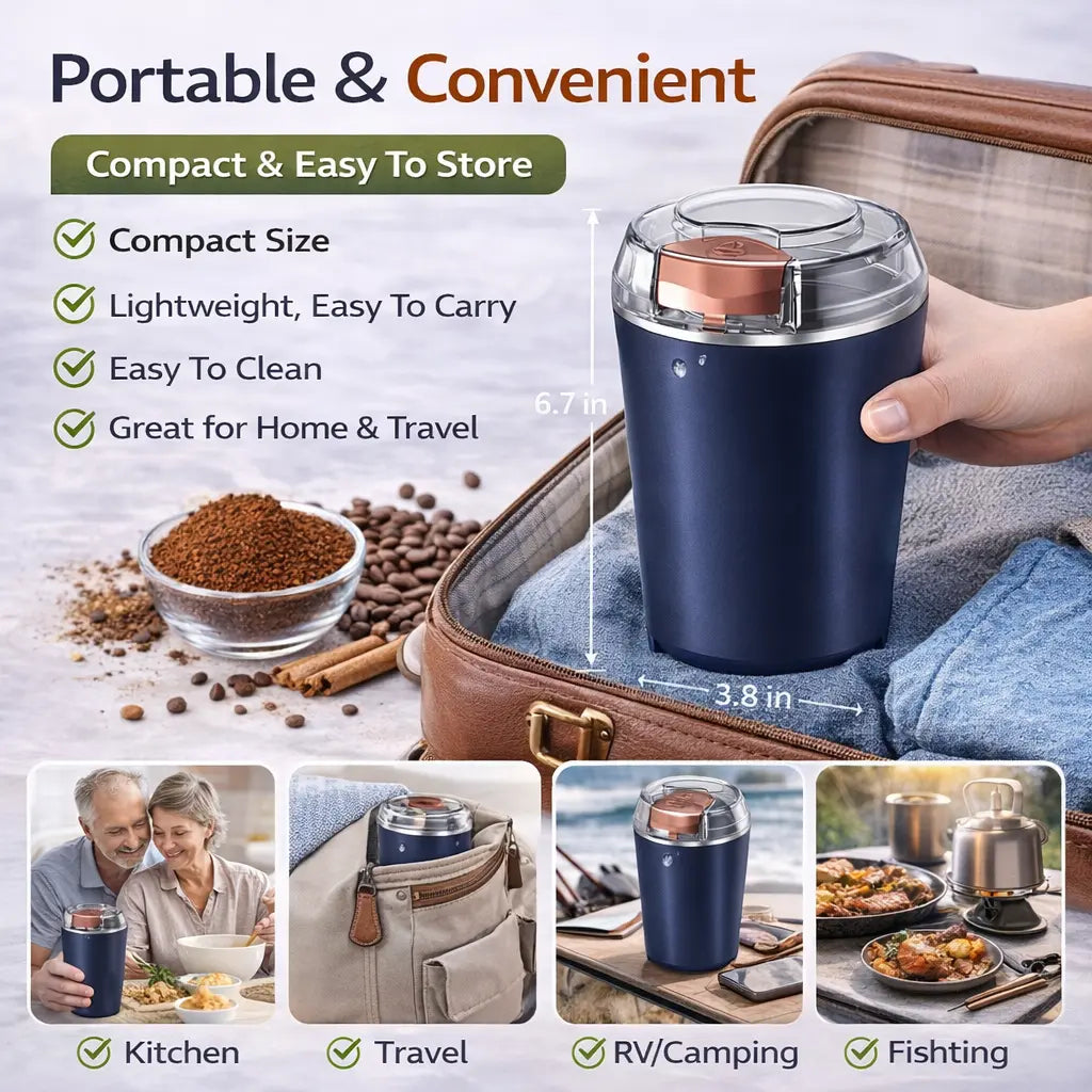 SwiftGrind™ Portable Electric Spice & Coffee Grinder – One-Touch Powerful Grinding for Kitchen & Travel