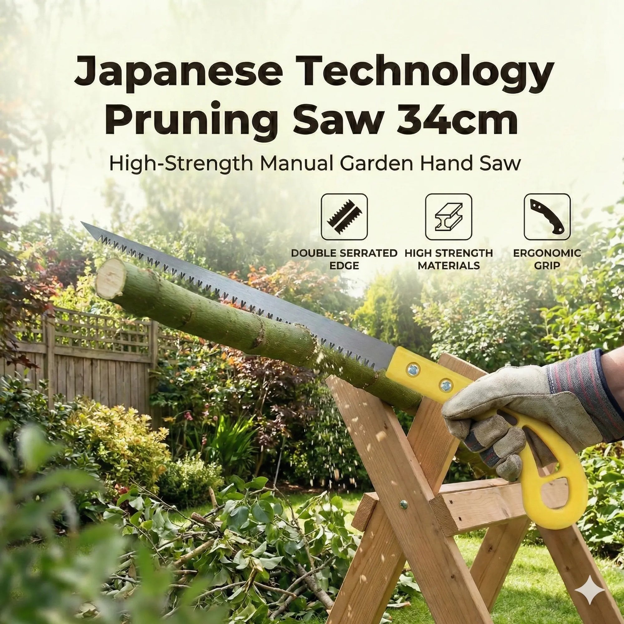 Japanese Technology Pruning Saw 34cm | High-Strength Manual Garden Hand Saw (1 Pc)