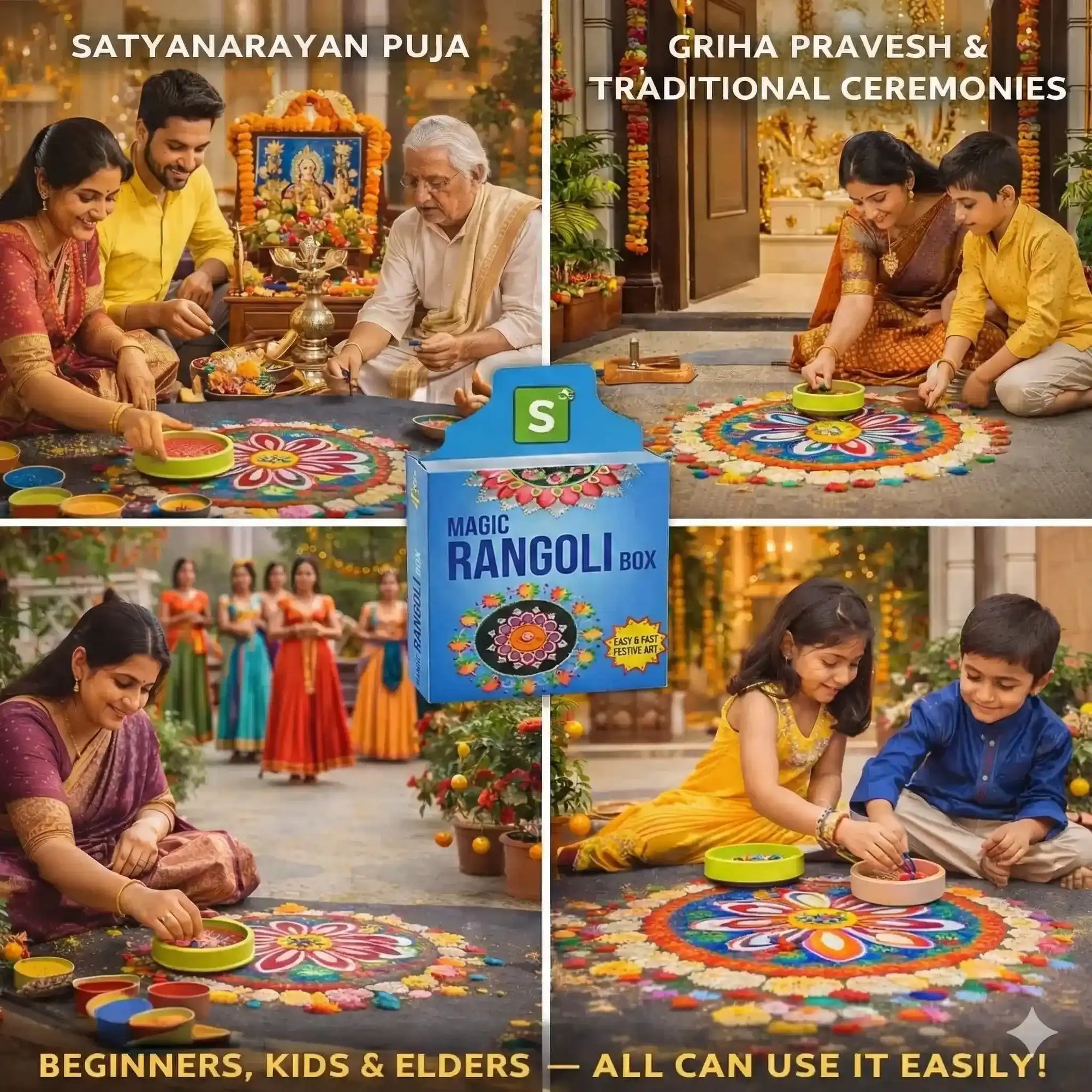 Zat Pat RangoliMagic™ – Easy Rangoli Making Kit with 4-Inch Magic Tool