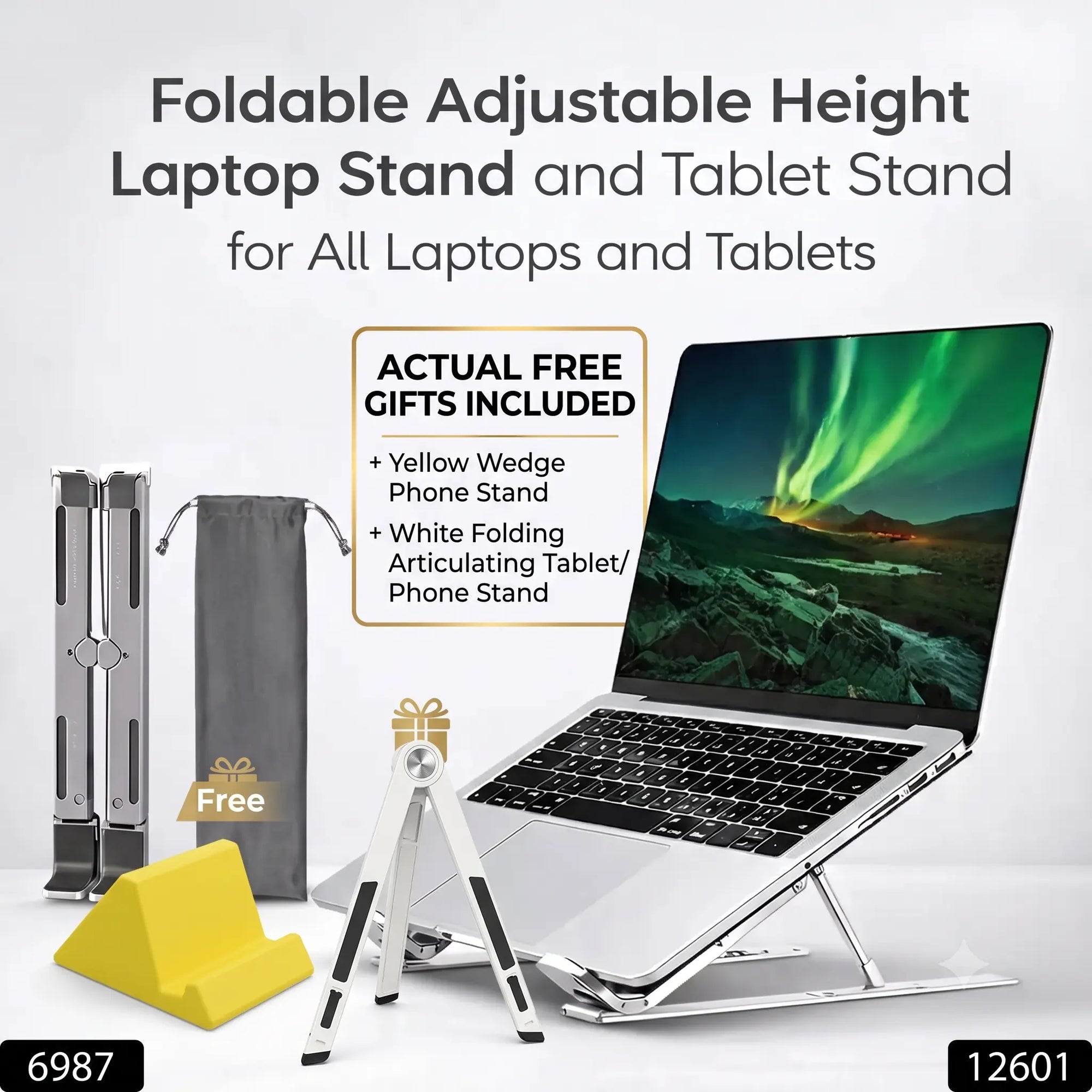 Foldable Adjustable Height Laptop Stand for All Laptops and Tablets