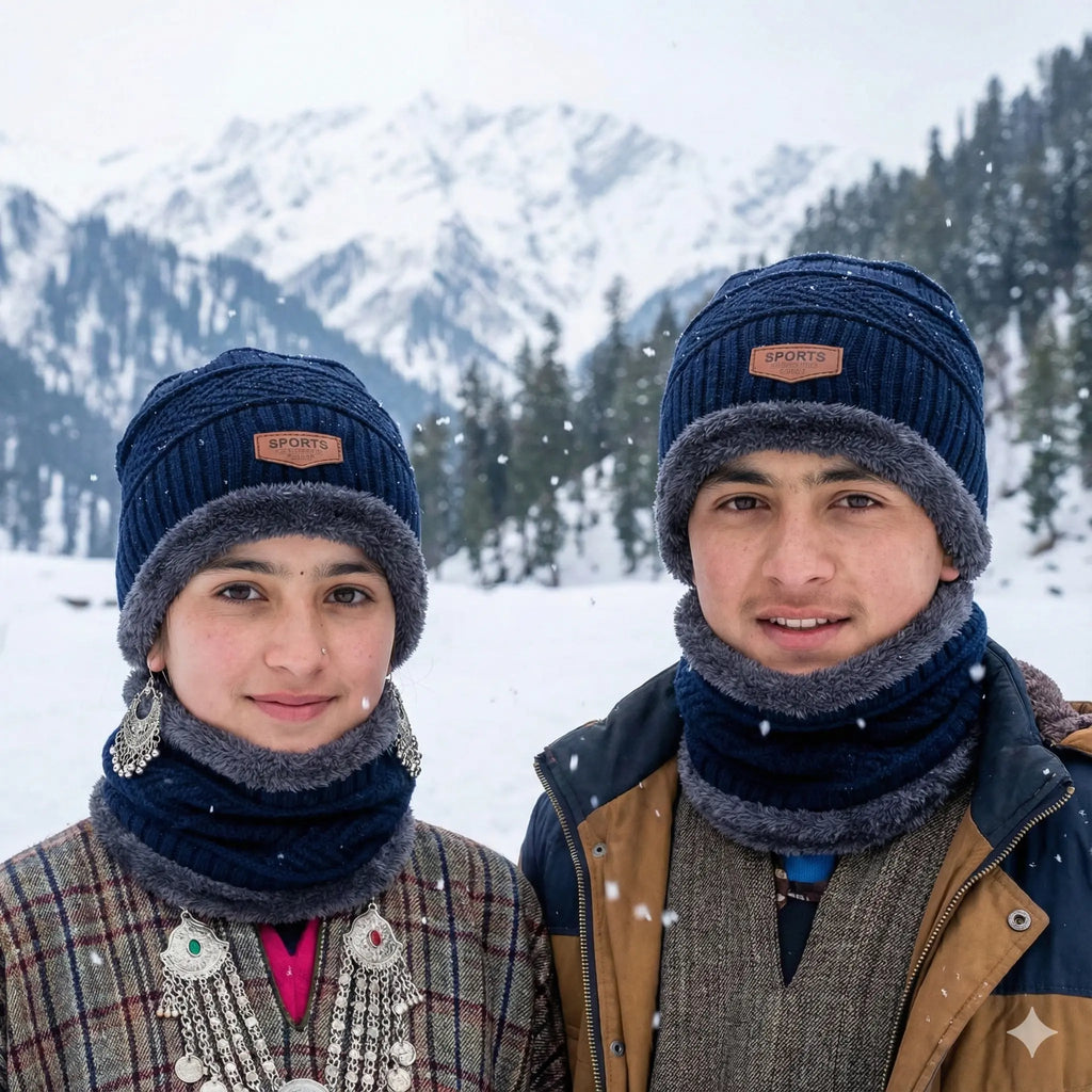 Desi KashmiriWarm™ – Premium Woolen Cap & Neck Warmer Set (Winter Special)