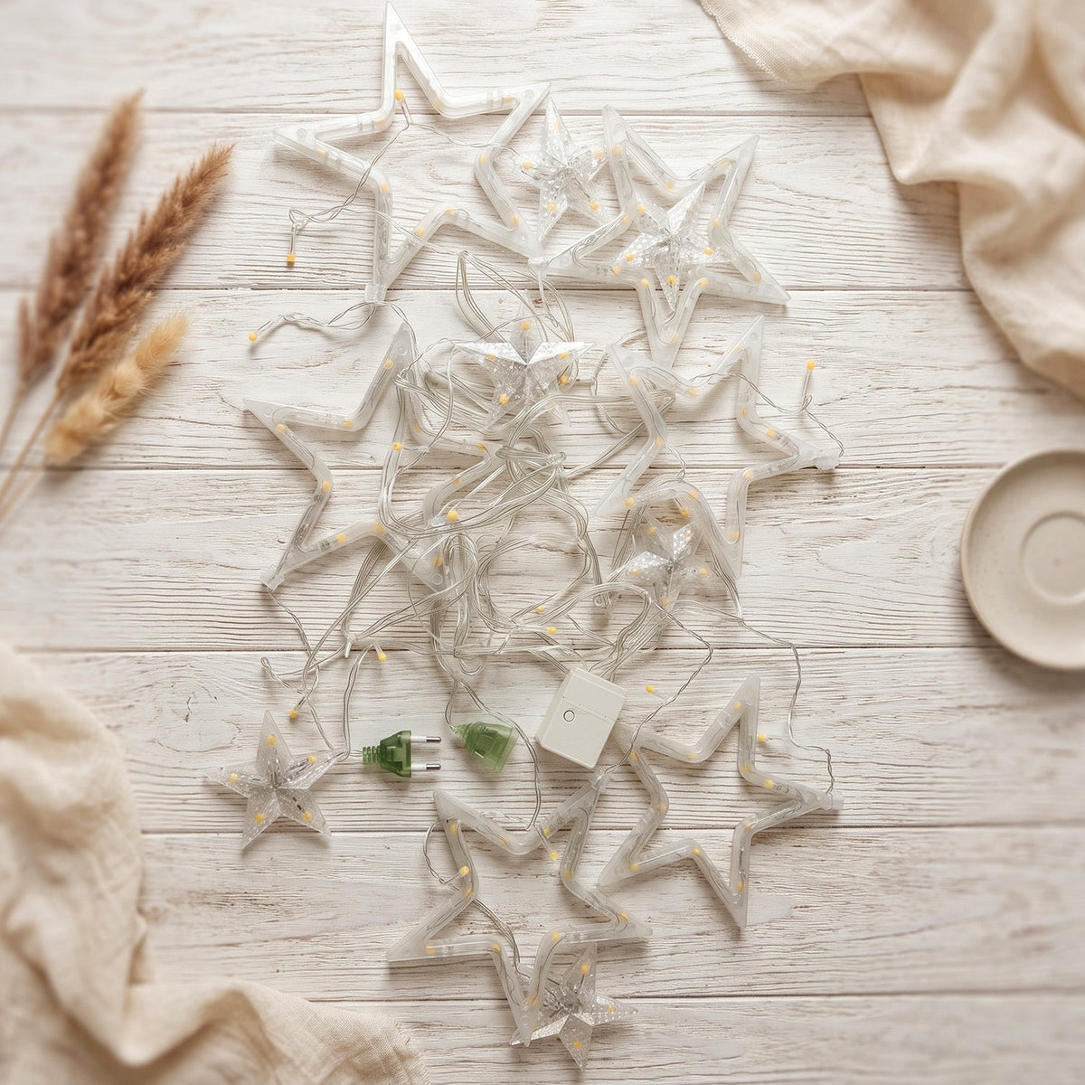 White Star Led String Light Set Warm Fairy Lights For Decoration (1 Set)