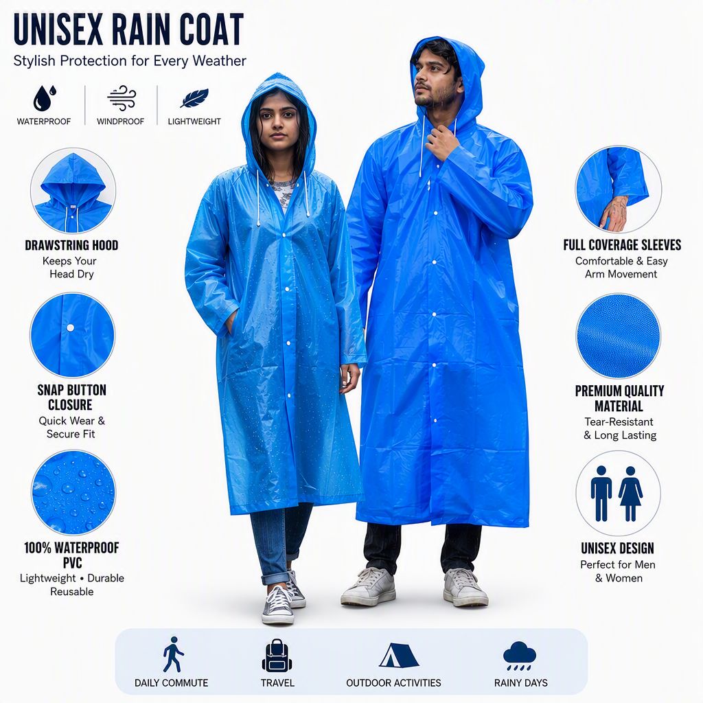 Eco-Friendly EVA Poncho Raincoat for Men & Women