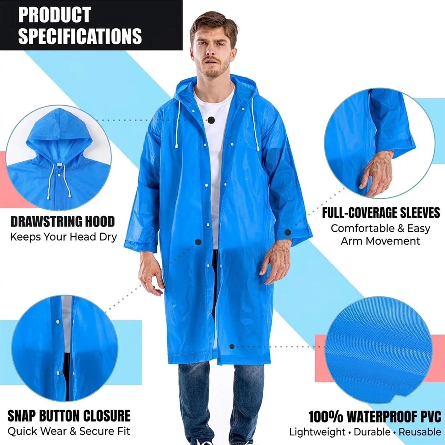 Eco-Friendly EVA Poncho Raincoat for Men & Women