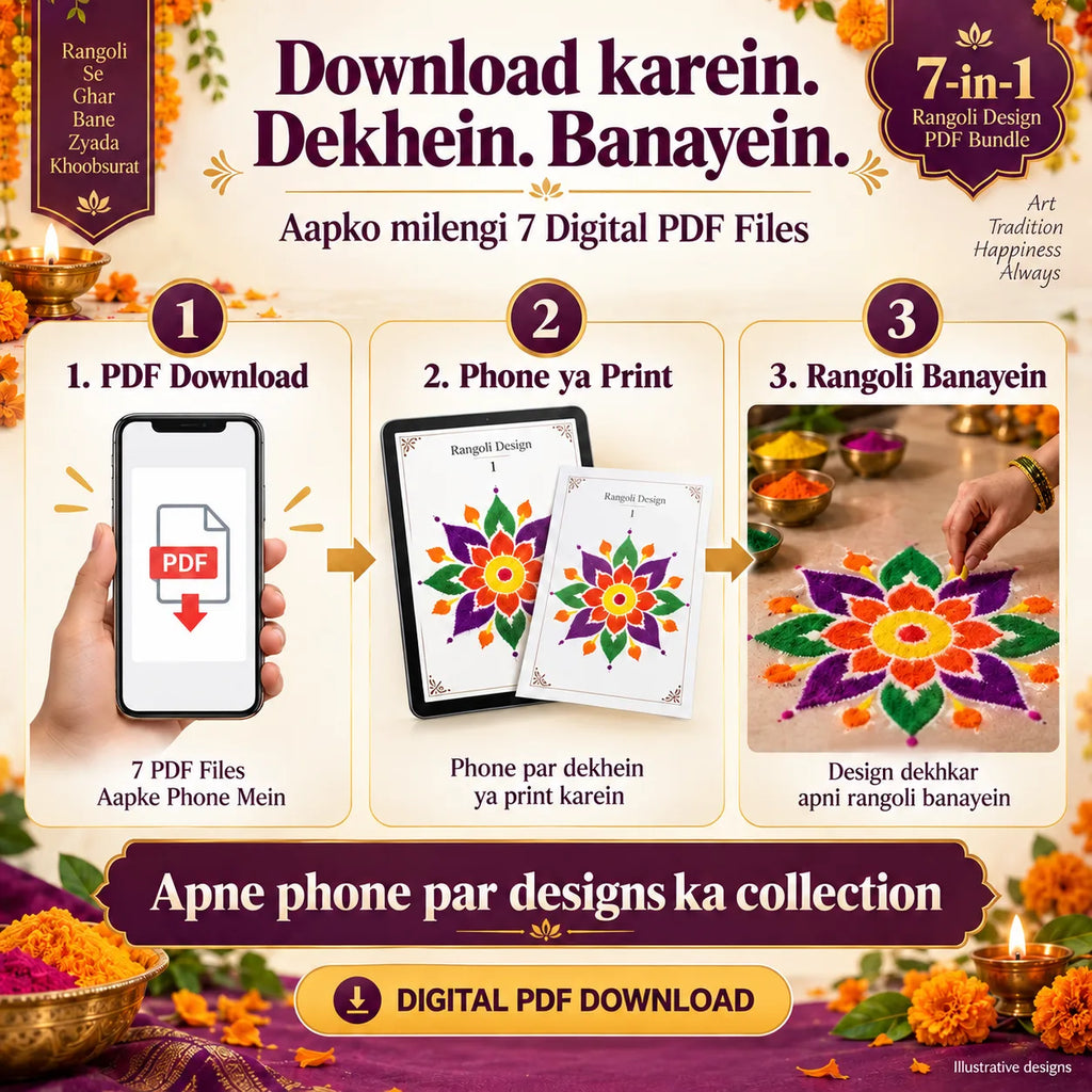 Mega Diwali Rangoli Collection 2026 – 500+ Step-by-Step Rangoli Designs (Instant PDF Download)