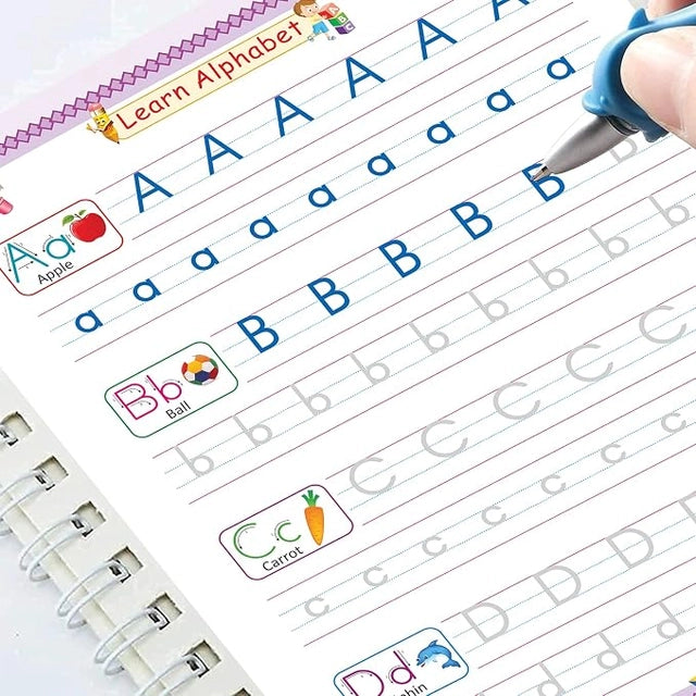 Auto Erase Magic Copy Books for Kids – Reusable Handwriting Practice Set with Magic Pen & Refills