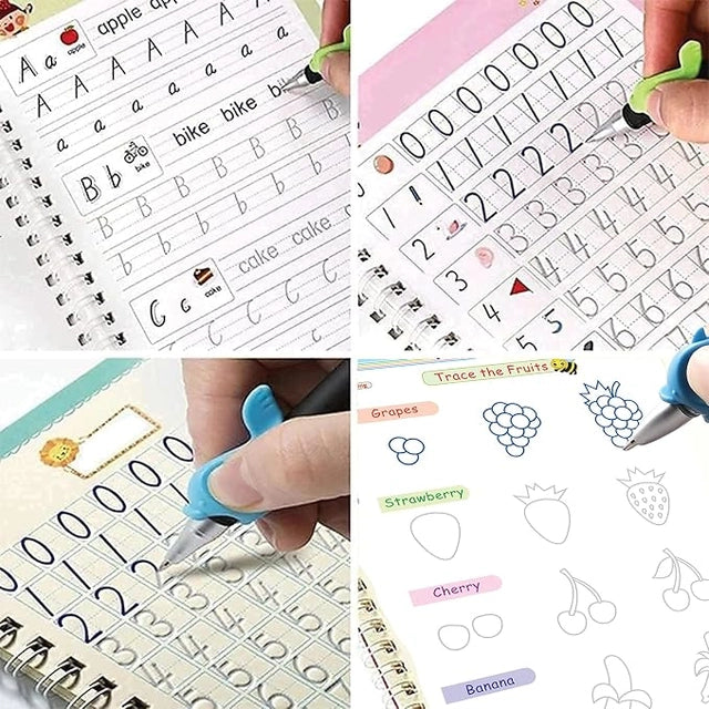 Auto Erase Magic Copy Books for Kids – Reusable Handwriting Practice Set with Magic Pen & Refills