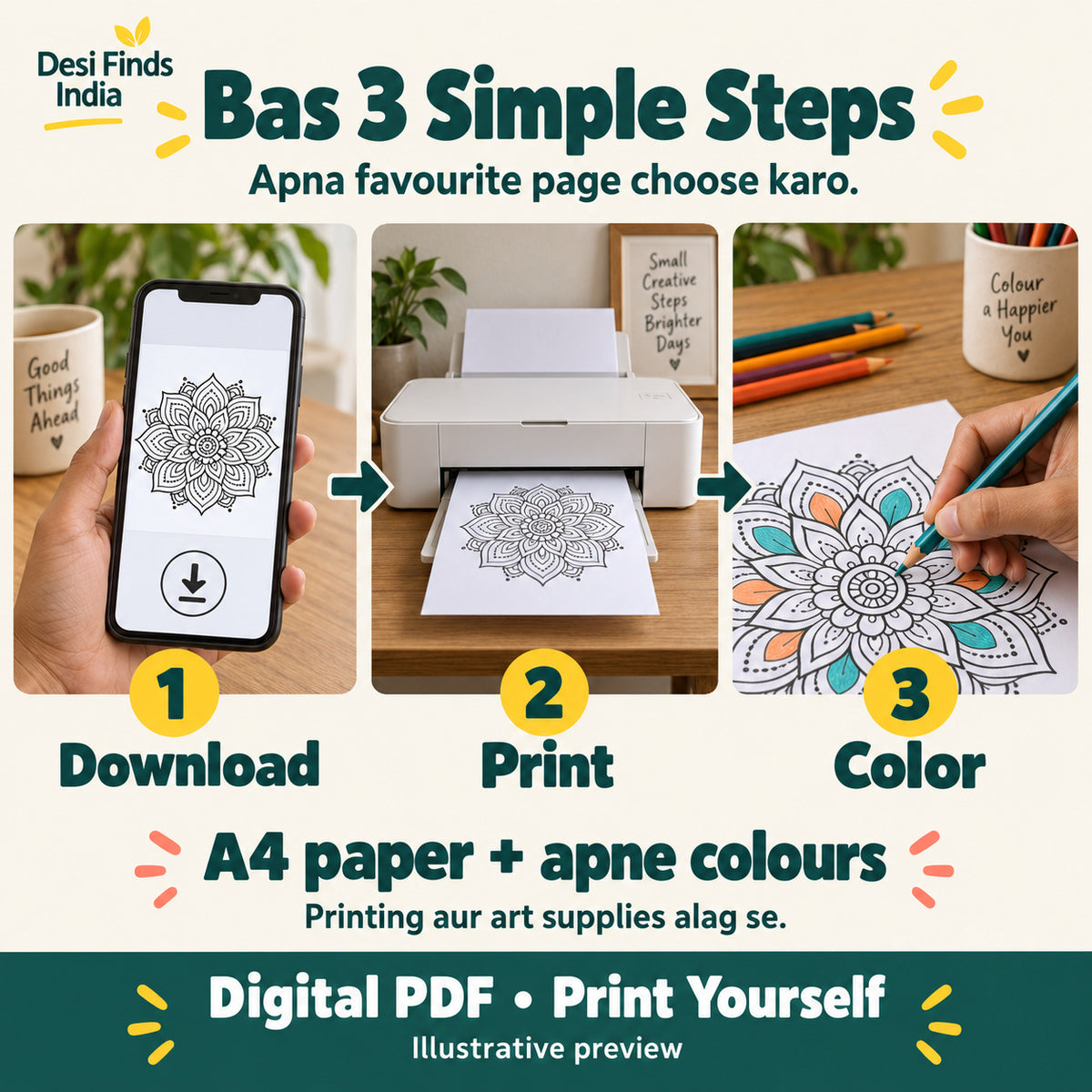 Mandala Practice & Color™ | 40+ Practice Designs + 500 A4 Coloring Pages | Printable PDF Bundle