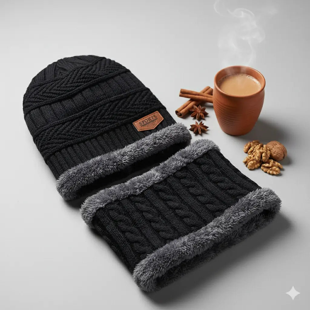 Desi KashmiriWarm™ – Premium Woolen Cap & Neck Warmer Set (Winter Special)